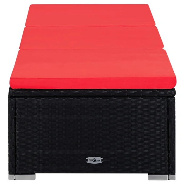 Градински шезлонги с маса за чай, 3 части, полиратан, черни - Image 2