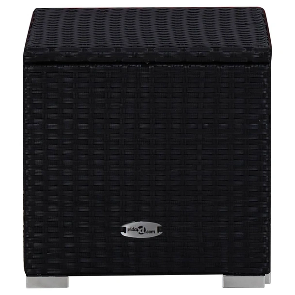 Градински шезлонги с маса за чай, 3 части, полиратан, черни - Image 6