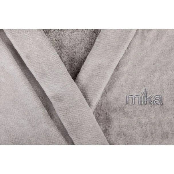 Халат за баня с качулка S сив MIKA - Image 2