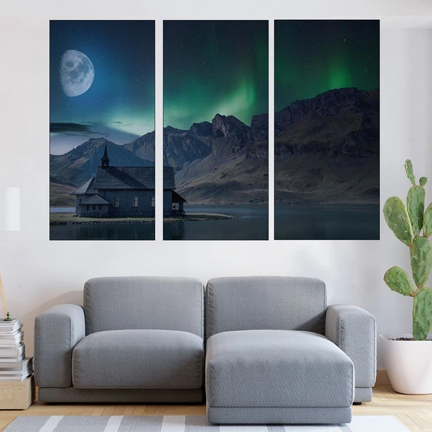 Изглед на северното сияние  - картина пано за стена - Image 2