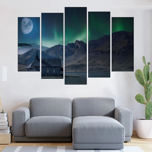 Изглед на северното сияние  - картина пано за стена - Image 3