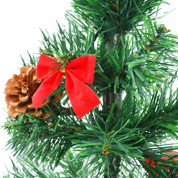 Изкуствена коледна елха с топки и LED лампички, зелена, 64 см - Image 6