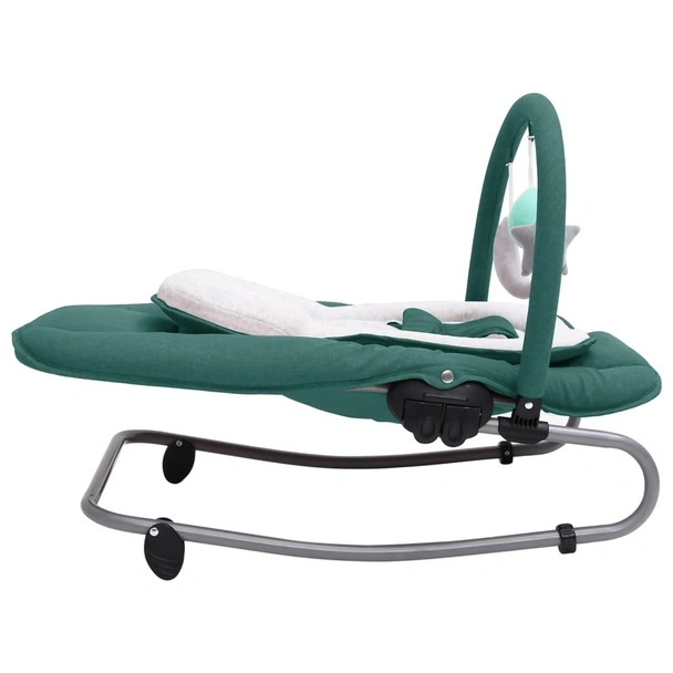 Бебешки шезлонг, зелено/бяло, стомана - Image 3