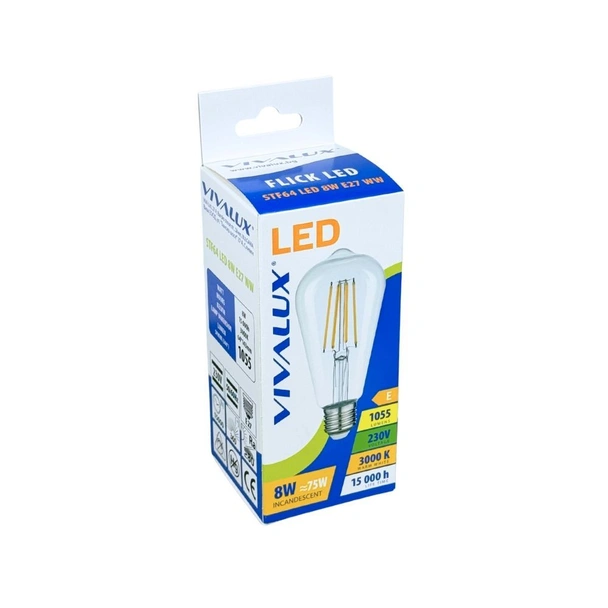 LED лампа филамент 8 W E27 3000 K FLICK VIVALUX - Image 2
