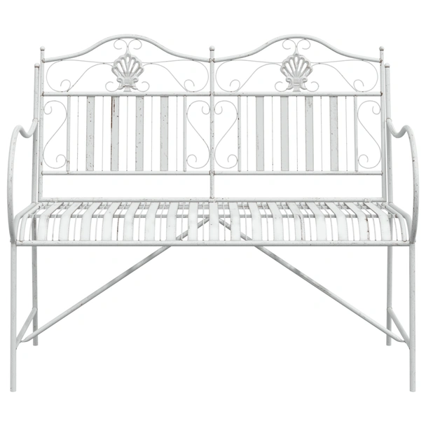 Пейка Бяла Метал 103.5 x 59 x 89 см Издръжлива Външна пейка - VL42008118 - Image 4