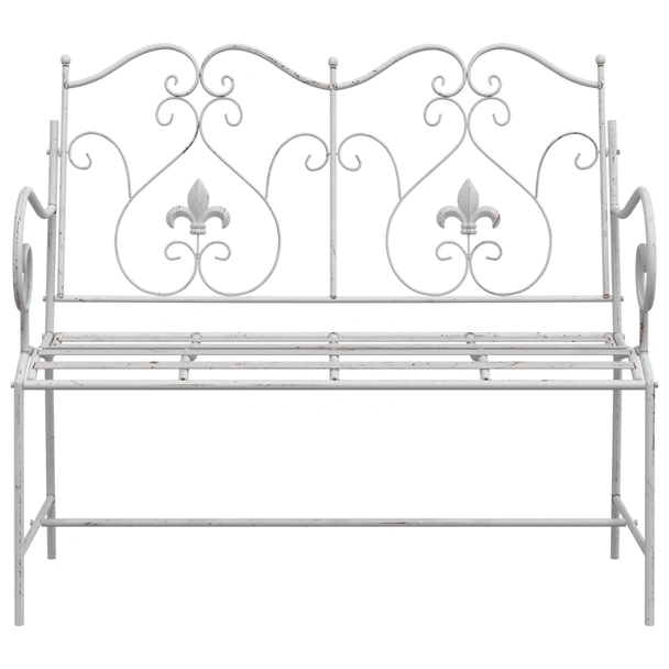 Пейка Бяла Метал 104 x 54 x 93 см Издръжлива Външна пейка - VL42008112 - Image 4