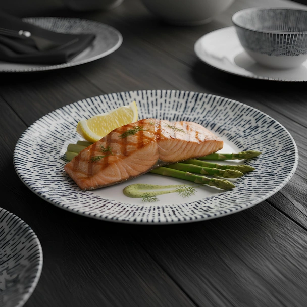 Порцеланов сервиз за хранене 24 части Сини щрихи TOPRAKSAN - Image 6