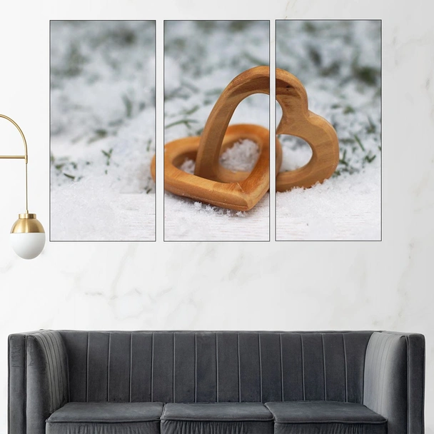 Съединени дървени сърца - картина пано за стена - Image 2