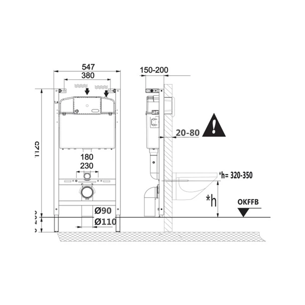 Структура за вграждане + окачена тоалетна чиния Nexo + двоен бутон ROCA - Image 5