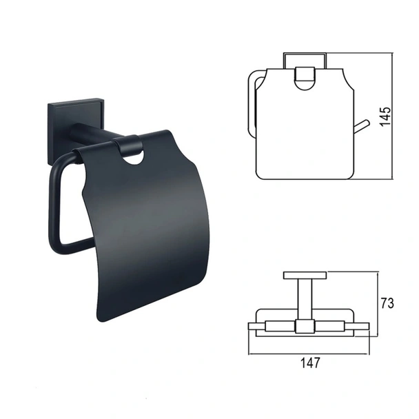 Поставка за тоалетна хартия с капак Modena Black Matt INTER CERAMIC - Image 4