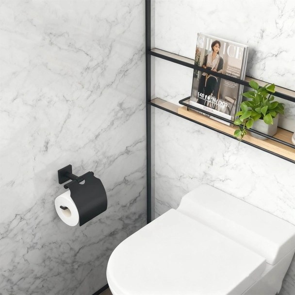 Поставка за тоалетна хартия с капак Modena Black Matt INTER CERAMIC - Image 2