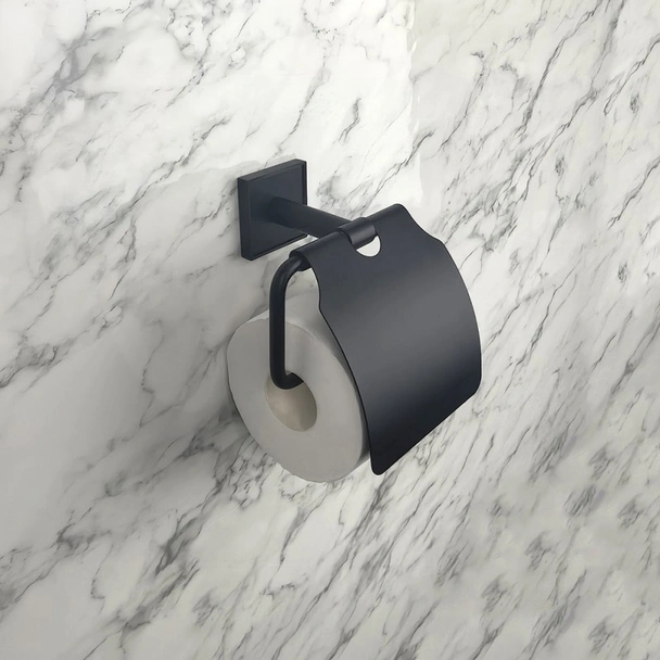 Поставка за тоалетна хартия с капак Modena Black Matt INTER CERAMIC - Image 3