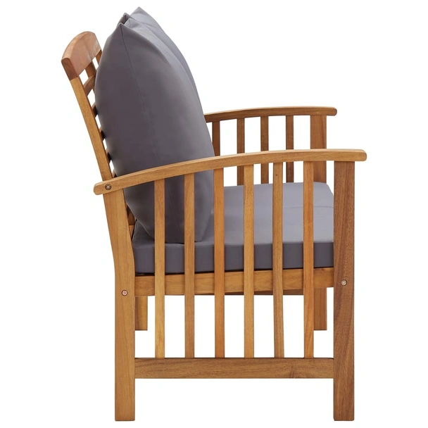 Градинска пейка с възглавници, 119 см, акация масив - VL310261 - Image 3