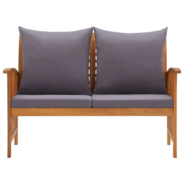 Градинска пейка с възглавници, 119 см, акация масив - VL310261 - Image 2