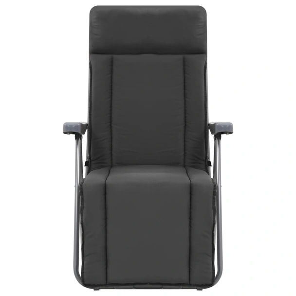 Сгъваеми градински столове с възглавници, 2 бр., сиви - Image 4