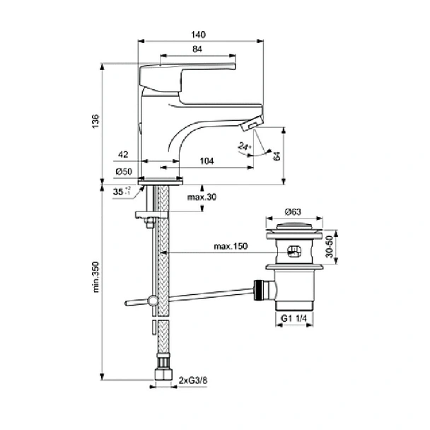 Стоящ смесител за баня с изпразнител Calista Vidima - Image 2