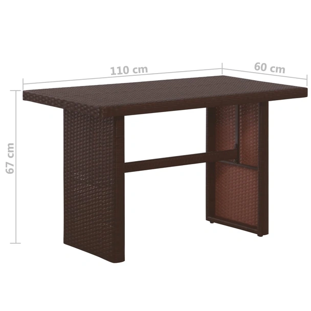 Бистро комплект, 3 части, с възглавници, кафяв полиратан - Image 6