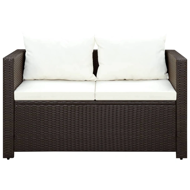 Бистро комплект, 3 части, с възглавници, кафяв полиратан - Image 3