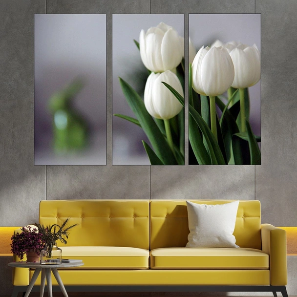 Букет бели лалета - картина пано за стена - Image 2