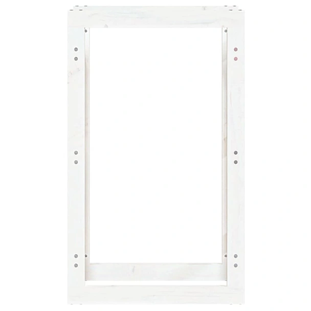 Поставка за дърва за огрев бяла 60x25x100 см масивно дърво бор - Image 5