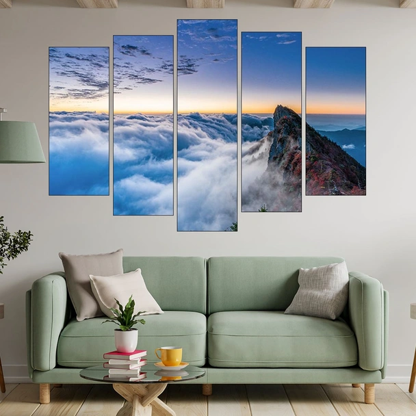 Самотен връх в облаците - картина пано за стена - Image 3