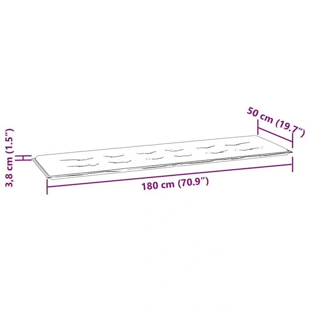Възглавница за пейка сиво каре 180x50x4 см оксфорд плат - VL314097 - Image 7