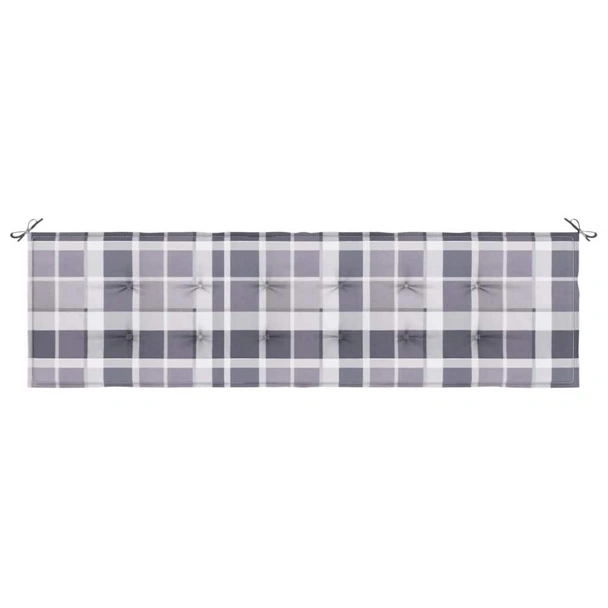 Възглавница за пейка сиво каре 180x50x4 см оксфорд плат - VL314097 - Image 4