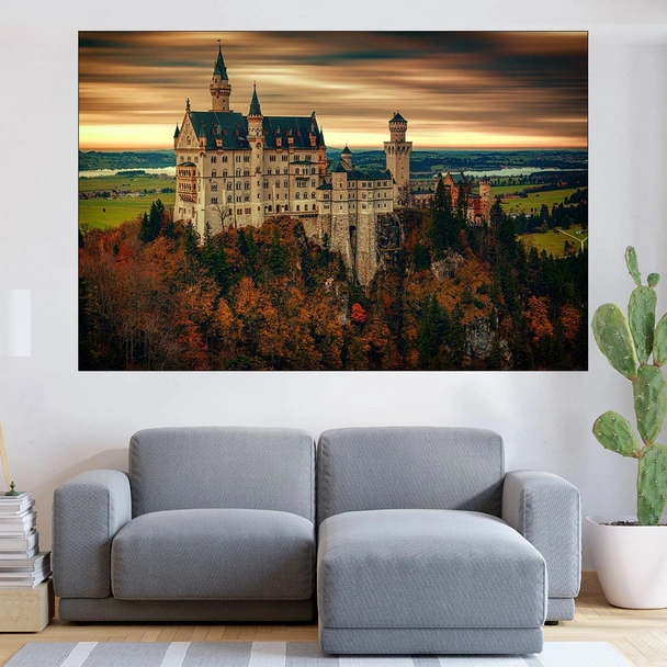 Баварски замък "Неушванщайн" - картина пано за стена