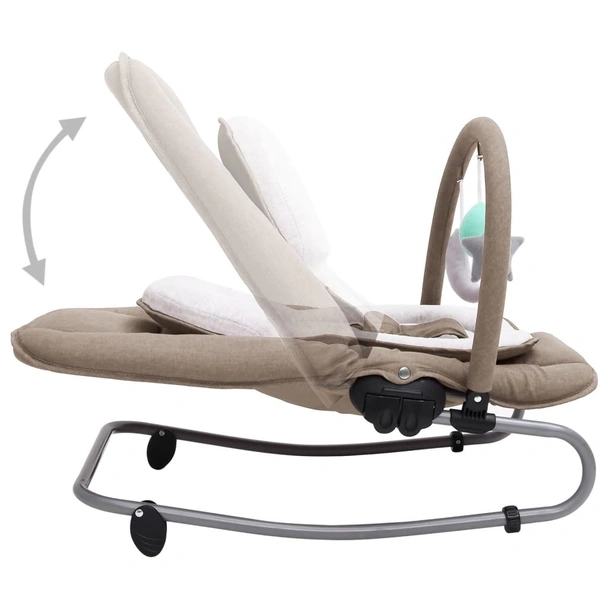 Бебешки шезлонг, таупе/бяло, стомана - Image 6