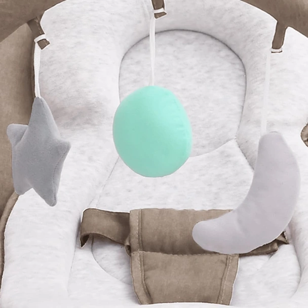 Бебешки шезлонг, таупе/бяло, стомана - Image 7