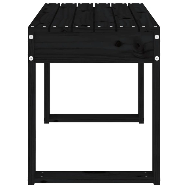 Градинска пейка, черна, 80x38x45 см, борово дърво масив - VL825090 - Image 4