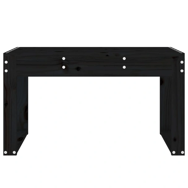Градинска пейка, черна, 80x38x45 см, борово дърво масив - VL825090 - Image 3