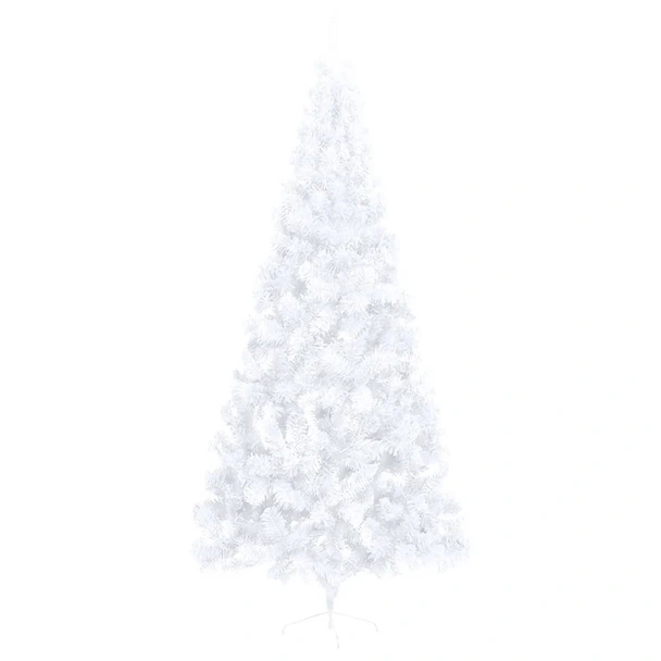 Изкуствена половин коледна елха със стойка, бяла, 240 см, PVC - Image 3