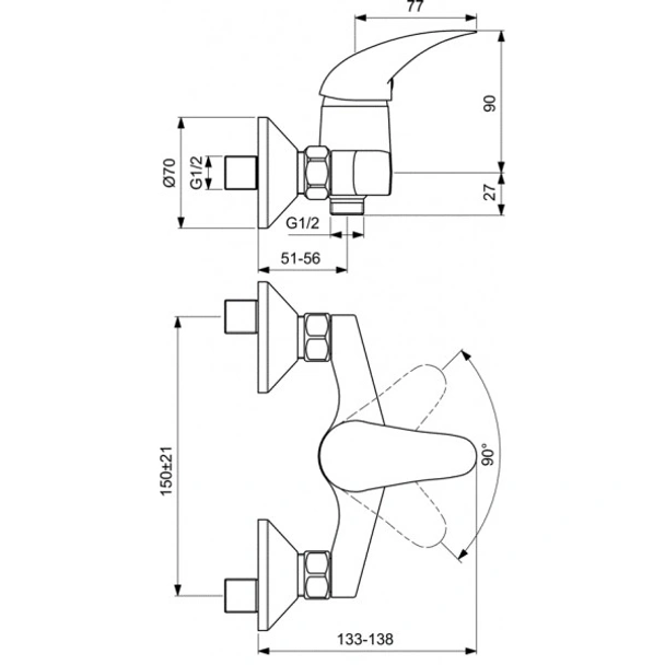 Стенен смесител за душ Оrion - Vidima - Image 2