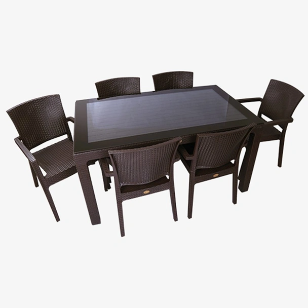 Градински комплект маса с 6 стола кафяв Zeugma Rattan MEVSIM - Image 2