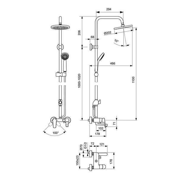 Душ система със смесител за вана/душ B0975AA SevaL VIDIMA - Image 6