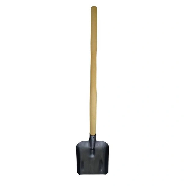 Крива черна лопата с дървена дръжка