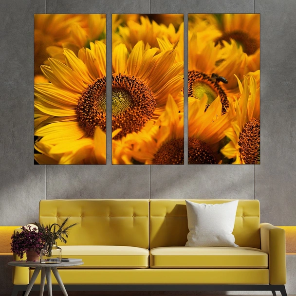 Цъфнали жълти слънчогледи - картина пано за стена - Image 2