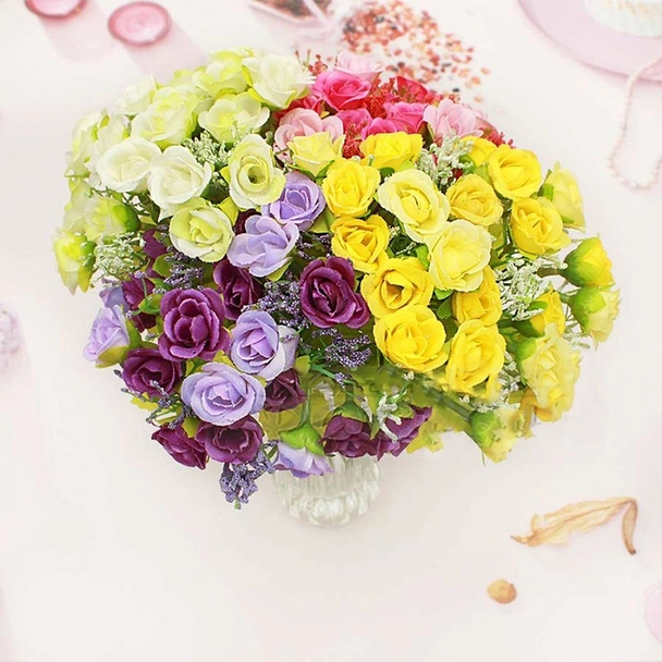 Декоративен букет 21 мини розички 26 см - Image 2