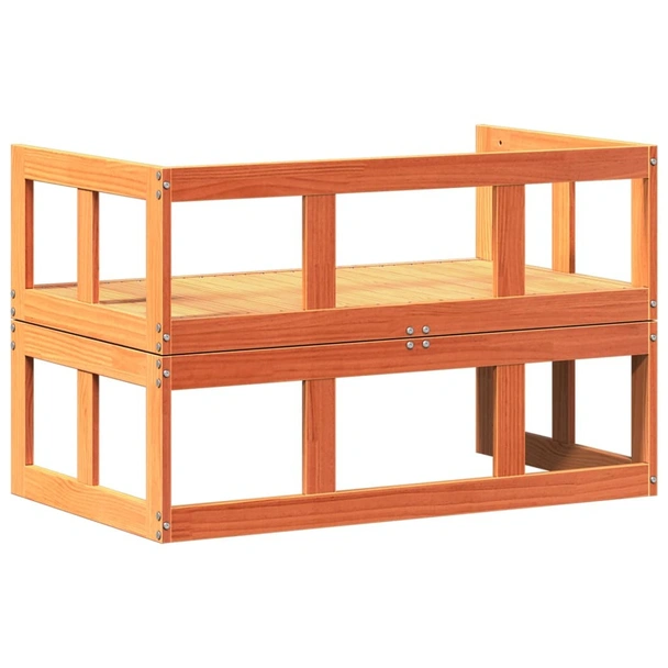 Градински диван пейка, разтегателен, восъчнокафяв, бор масив - VL844659 - Image 7