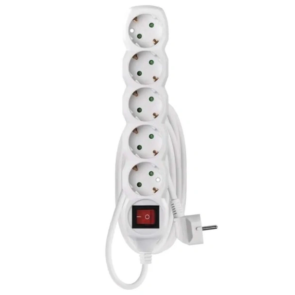 Разклонител с 5 гнезда 5 м с ключ бял EMOS - Image 2