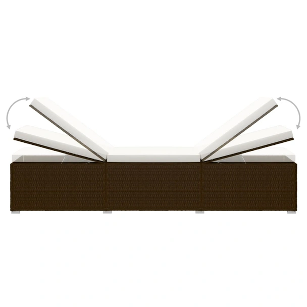 Шезлонг с шалте и маса за чай, кафяв полиратан - Image 6