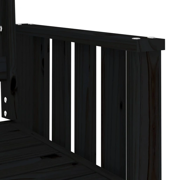 Градинска пейка с маса, 2-местна, черна, бор масив - VL825153 - Image 6