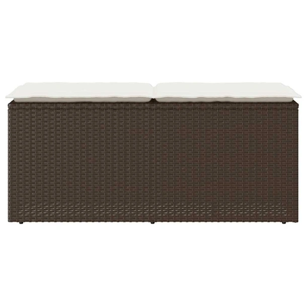 Градинска пейка с възглавница Кафява 110x40x44 cm Поли ратан - VL4104146 - Image 4