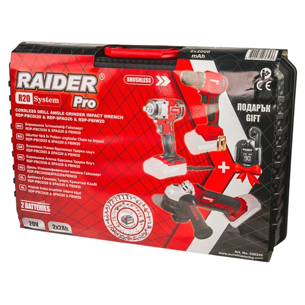 Комплект бормашина, ъглошлайф, гайковерт и консумативи R20 RAIDER - Image 14