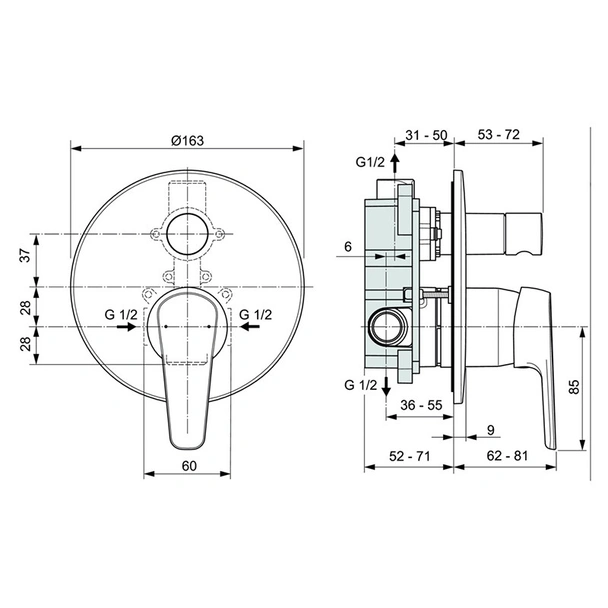 Вграден смесител за вана/душ Tyria Vidima - Image 2