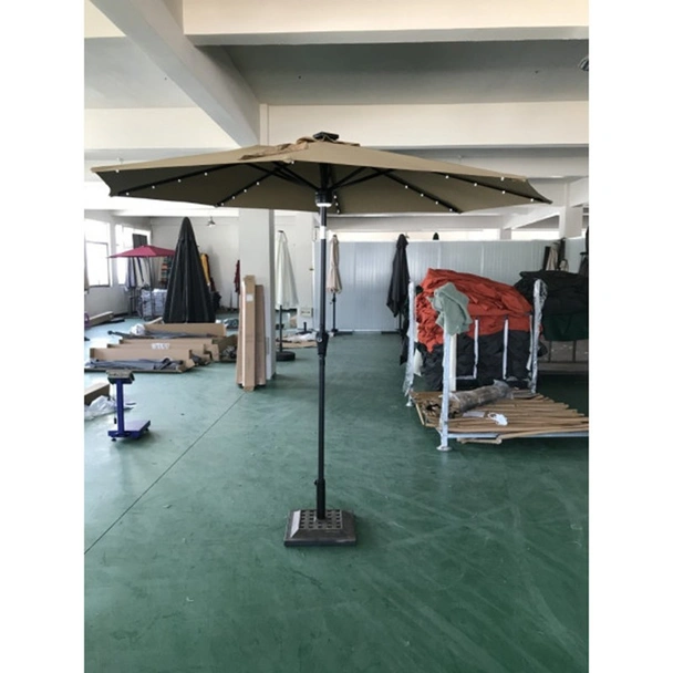 Градински чадър със соларно осветление Ф270 см бежов MY GARDEN - Image 3