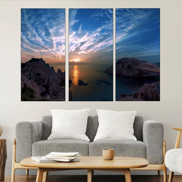 Изгрев над морски скали - картина пано за стена - Image 2