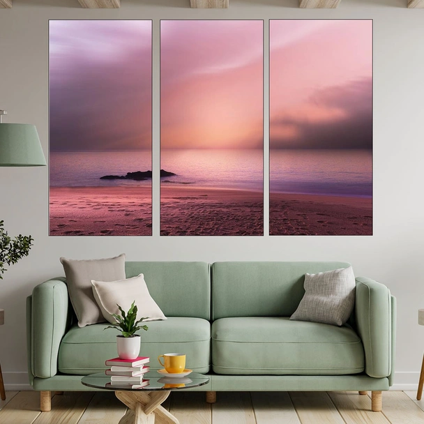 Красив изгрев на плажа - картина пано за стена - Image 2