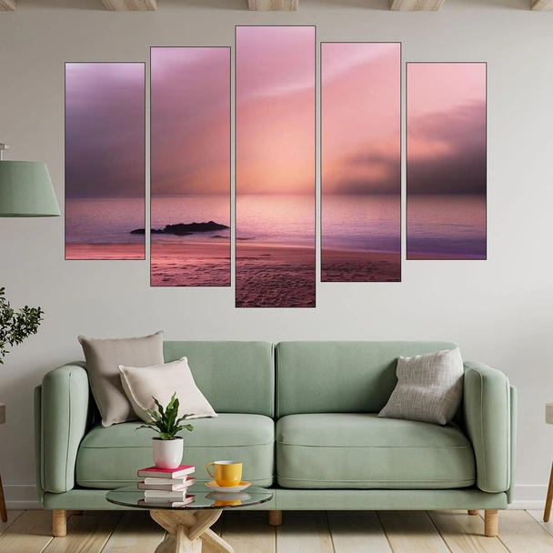 Красив изгрев на плажа - картина пано за стена - Image 3